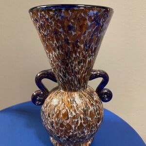Blue Glass with Gold/Copper Venetian Vase 1999